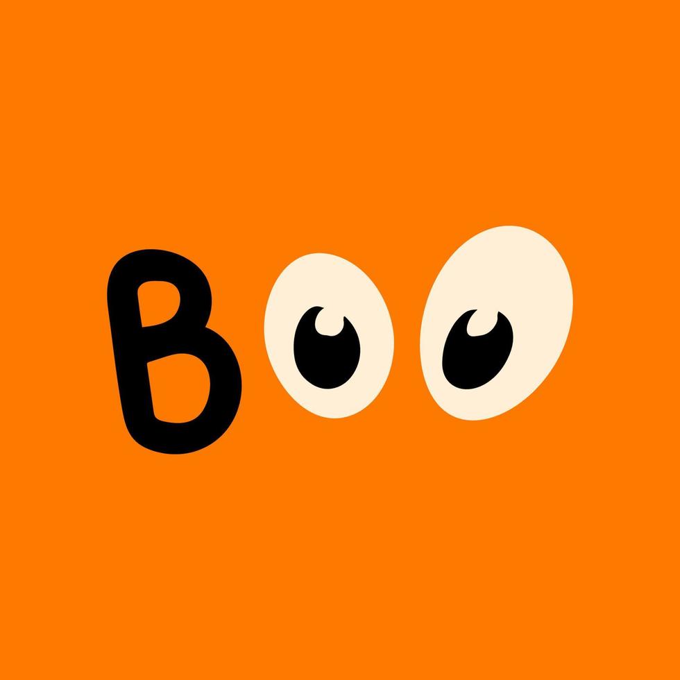 Boo halloween illustration with eyes on orange color background 12709798  Vector Art at Vecteezy