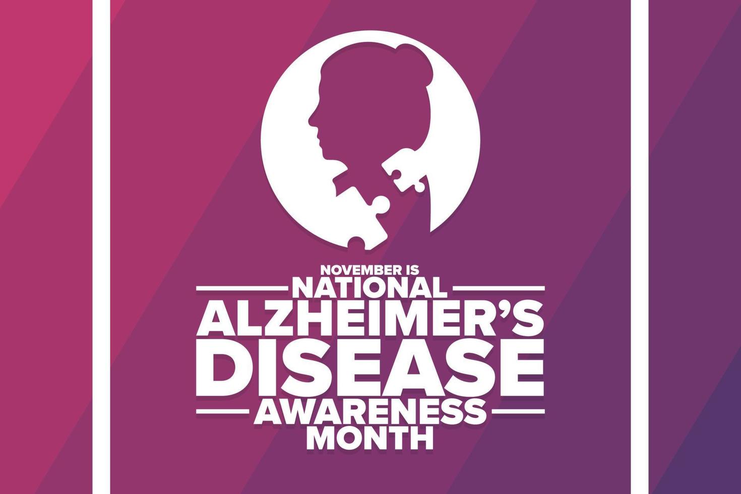 November is National Alzheimer Disease Awareness Month. Holiday concept. Template for background, banner, card, poster with text inscription. Vector EPS10 illustration.