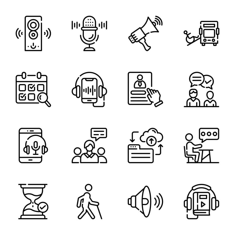 Line Icons of Network and Communication vector