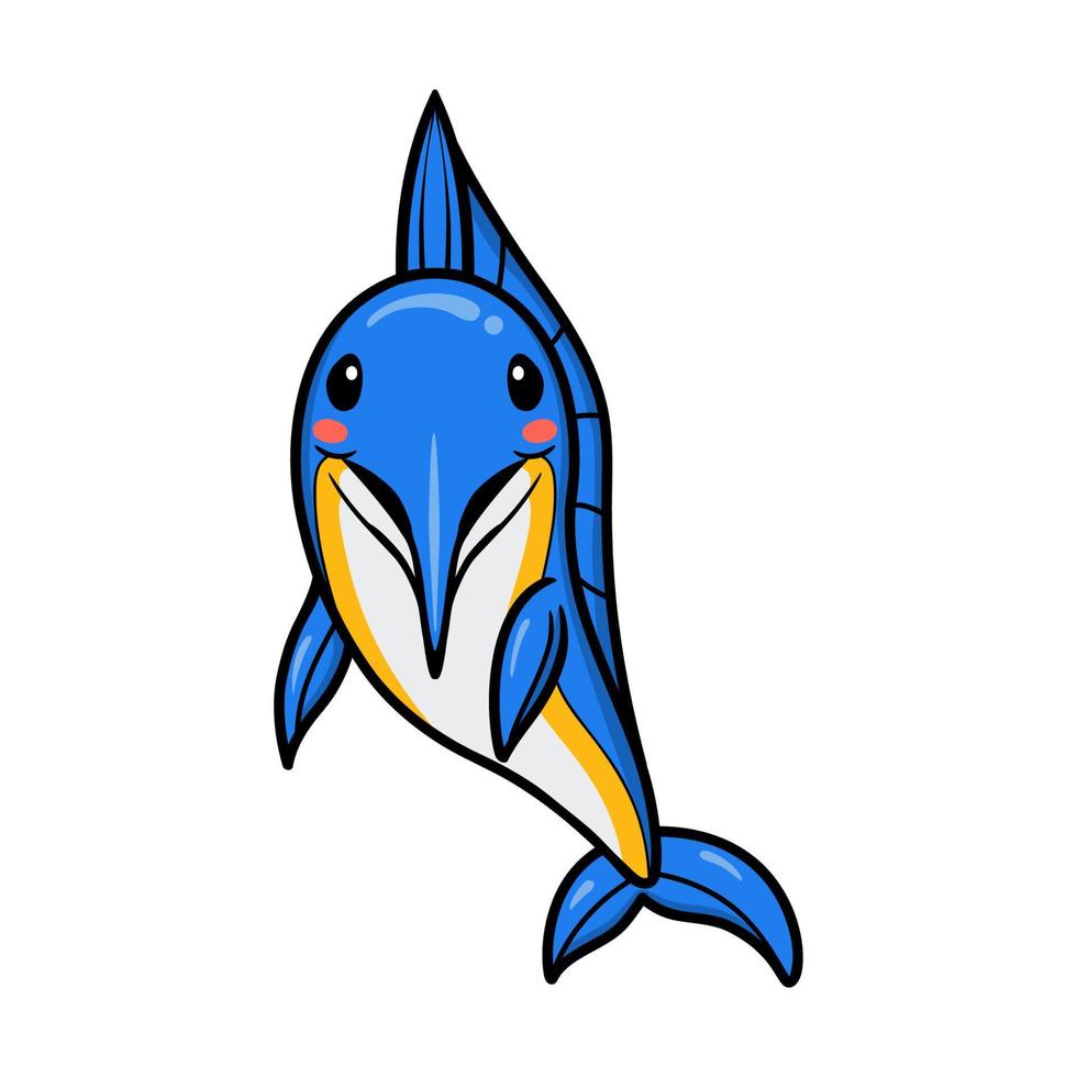 Cute little marlin cartoon posing vector