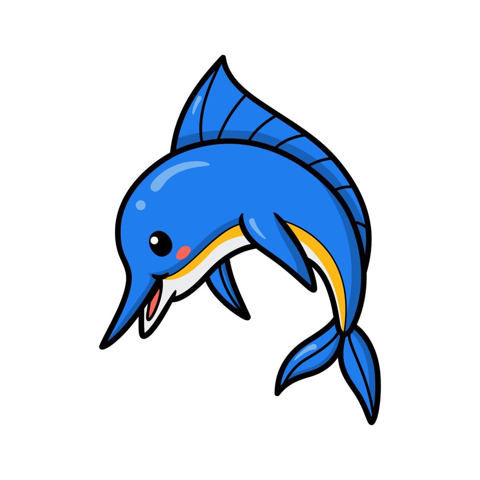 Cute little marlin cartoon jumping vector