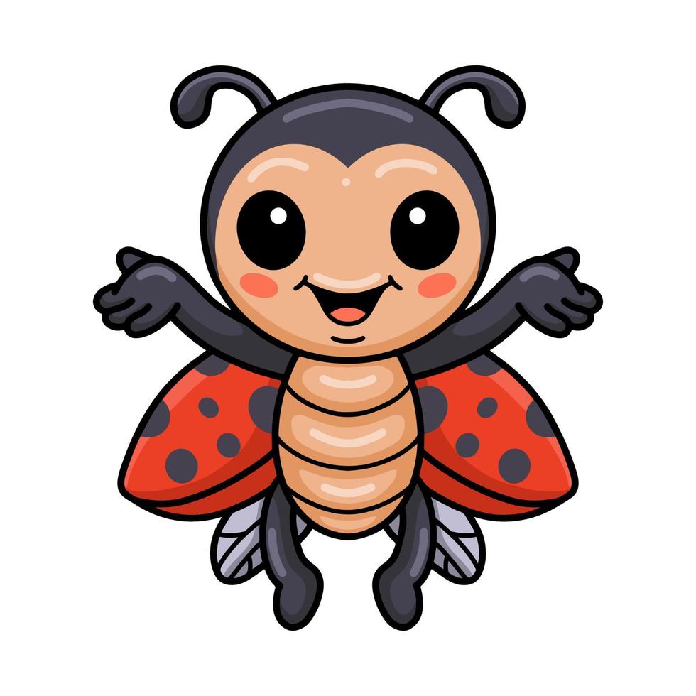 Cute little ladybug cartoon raising hands vector