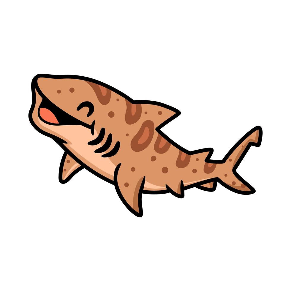 lindo tiburón tigre dibujos animados nadando vector