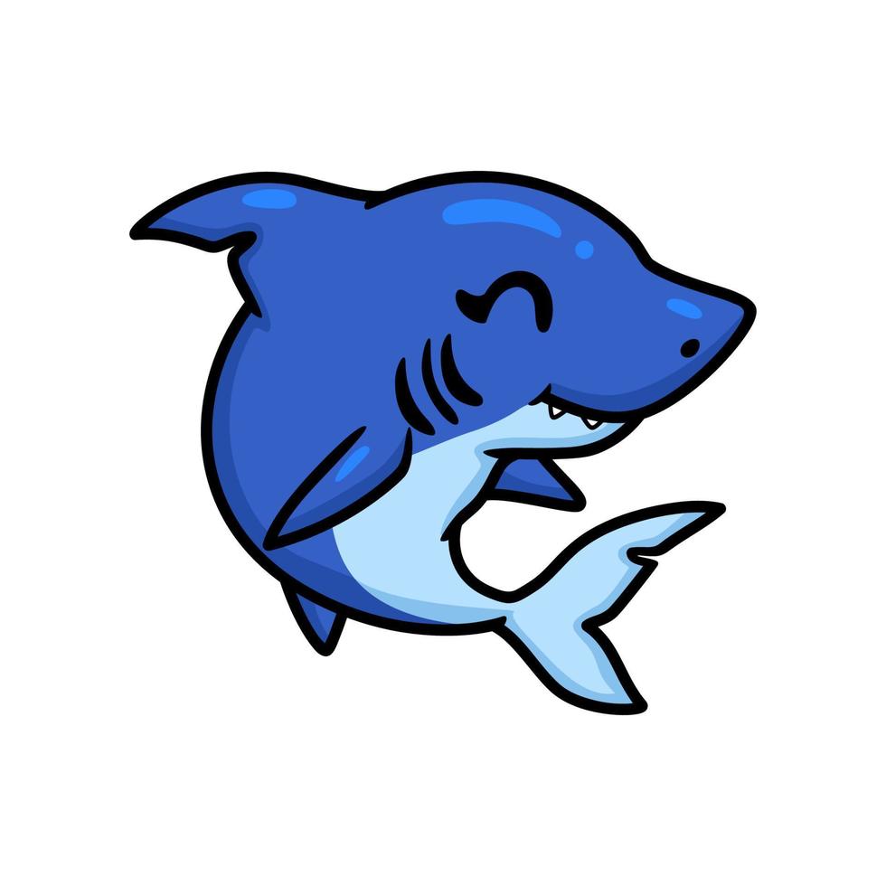 Cute little shark cartoon swimming vector