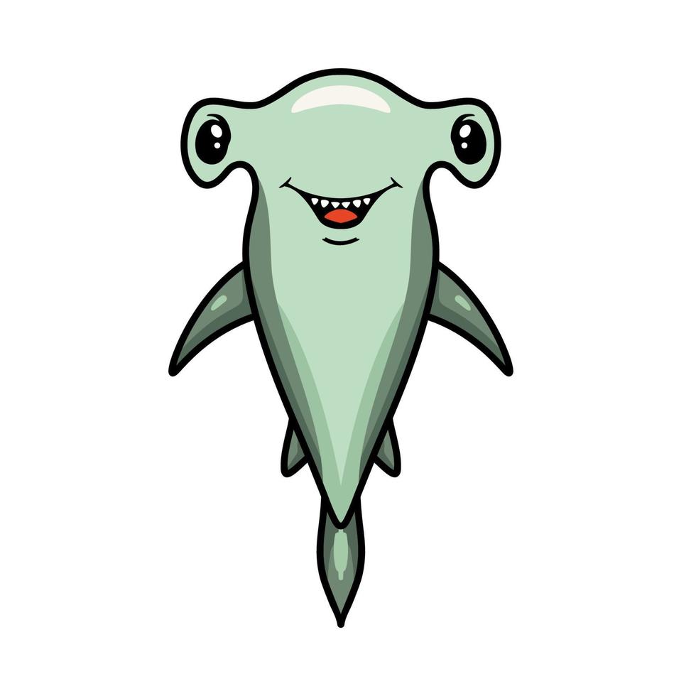 Cute hammerhead shark cartoon posing vector