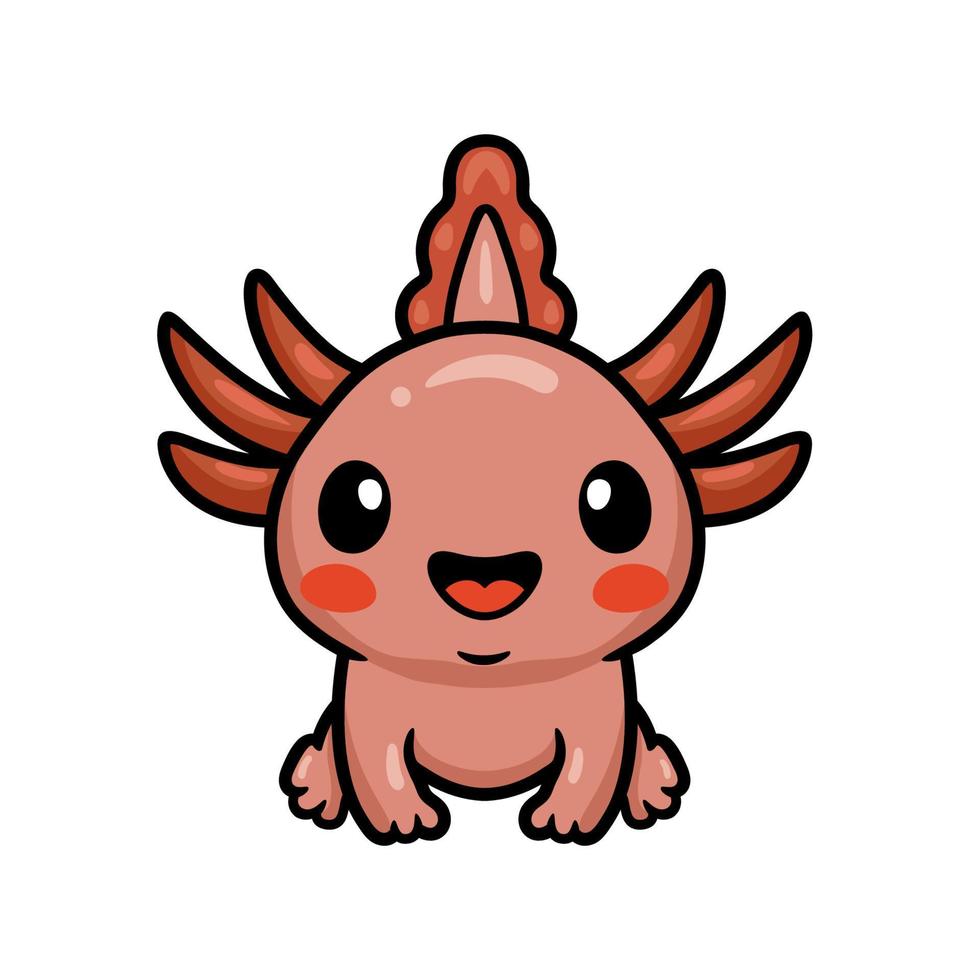 Cute axolotl cartoon sitting vector illustration