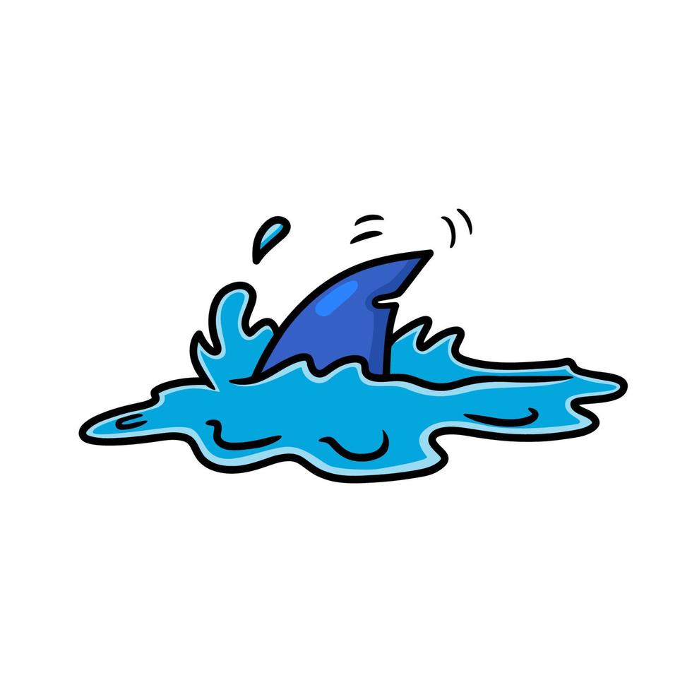 Cute shark fin cartoon in water vector