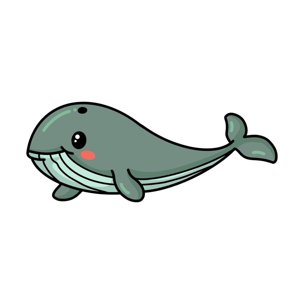 linda pequeña ballena de dibujos animados nadando vector
