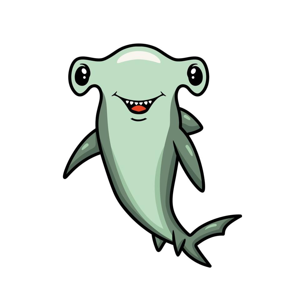 Cute hammerhead shark cartoon posing vector