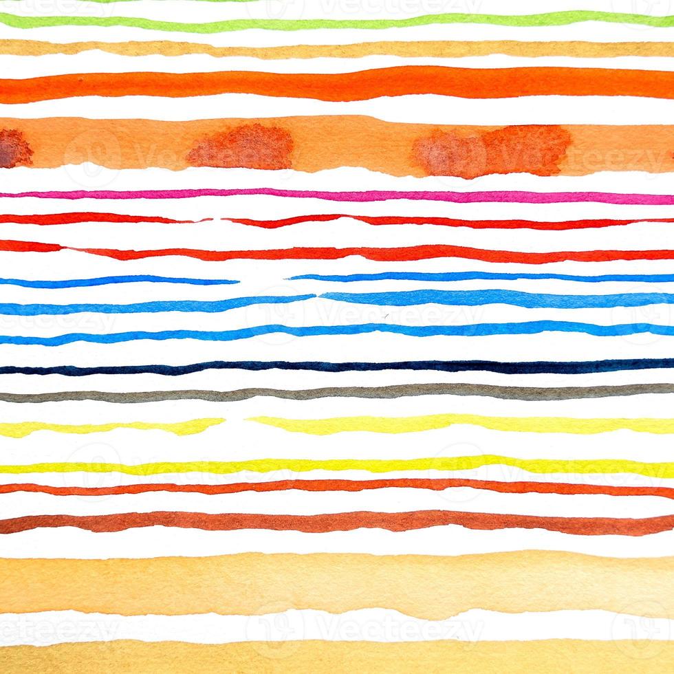 Abstract watercolor lines pattern background. Colorful watercolor painted brush strokes on white. photo