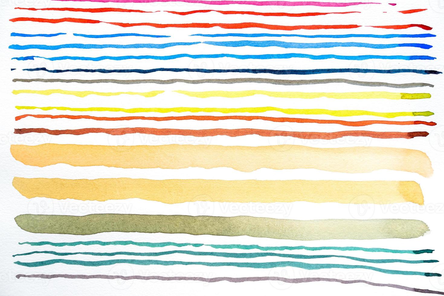 Abstract watercolor lines pattern background. Colorful watercolor painted brush strokes on white. photo