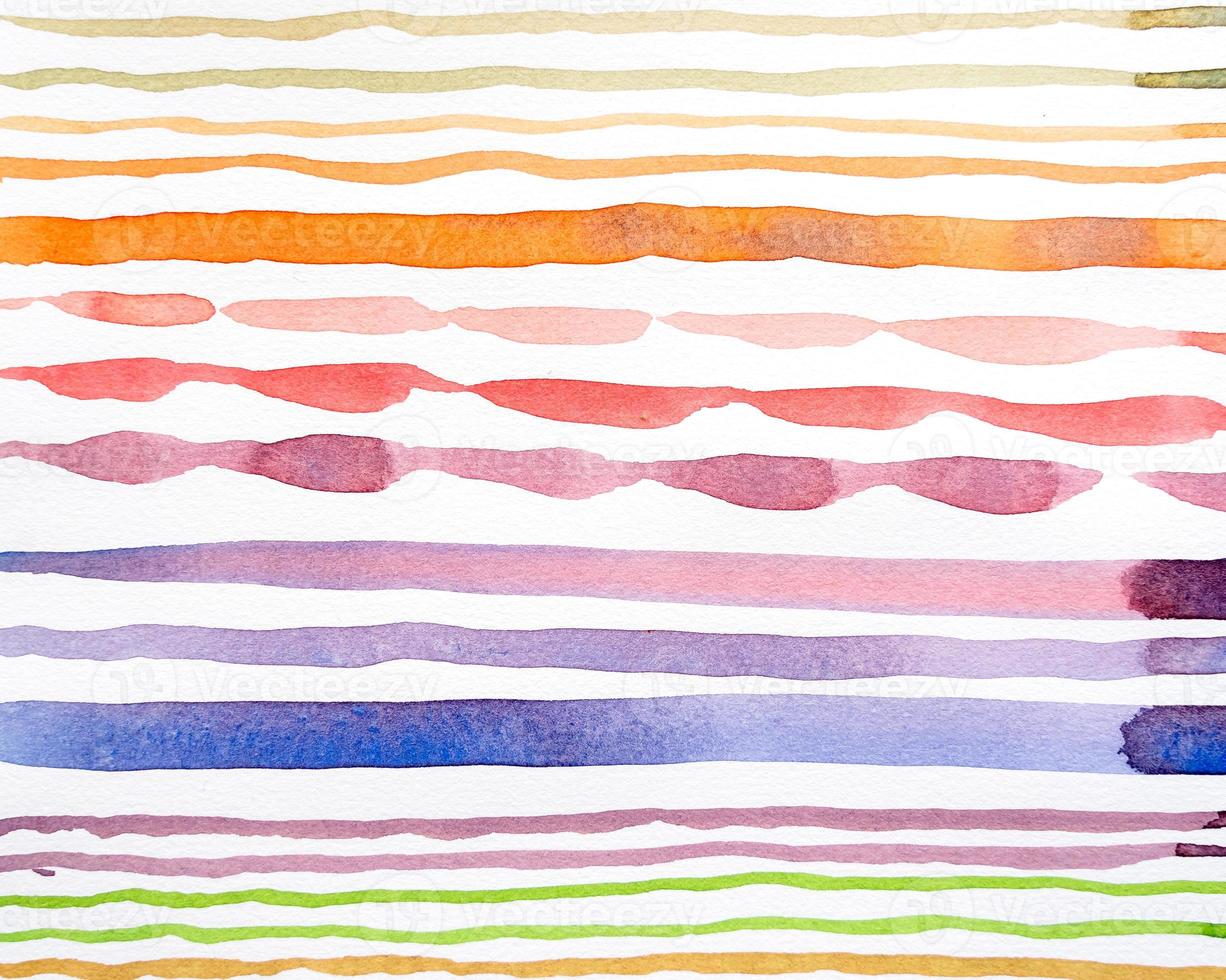 Abstract watercolor lines pattern background. Colorful watercolor painted brush strokes on white. photo