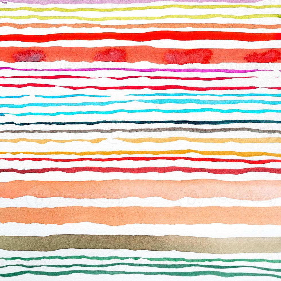 Abstract watercolor lines pattern background. Colorful watercolor painted brush strokes on white. photo