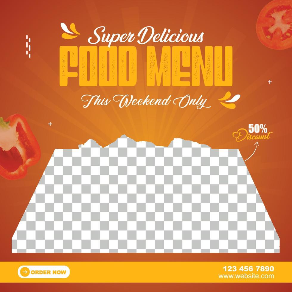 Delicious Food menu social media promotion template vector