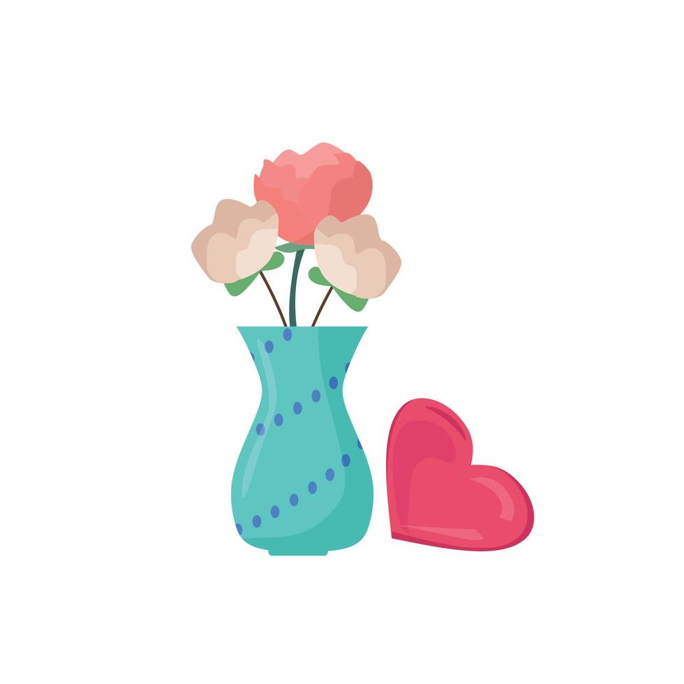 Vase with Flowers. Vector cartoon illustration