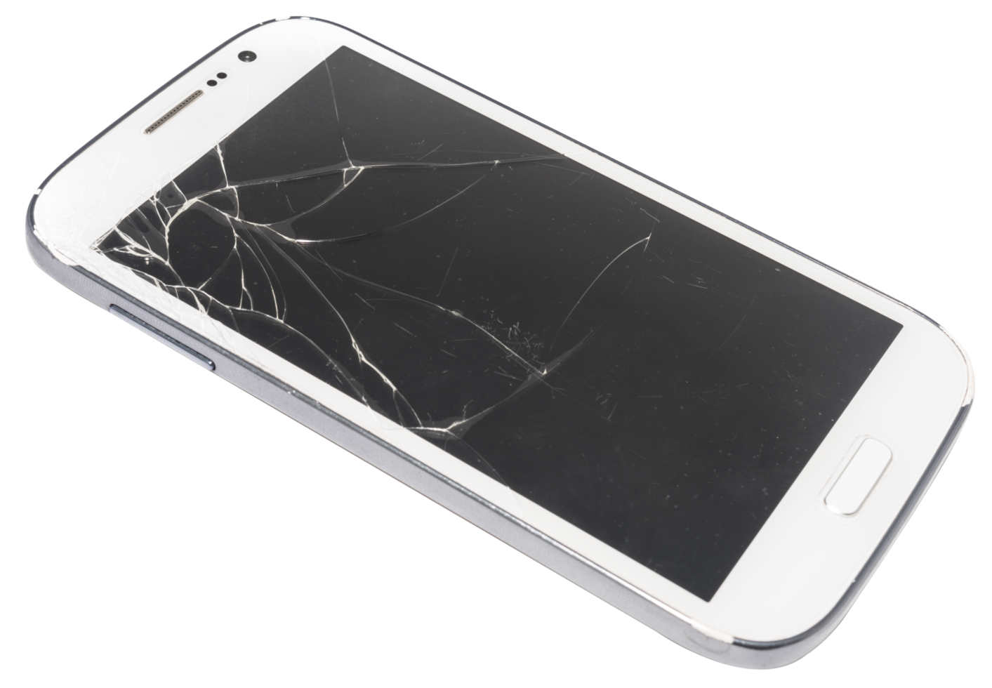 Modern touch screen smartphone with broken screen isolated png