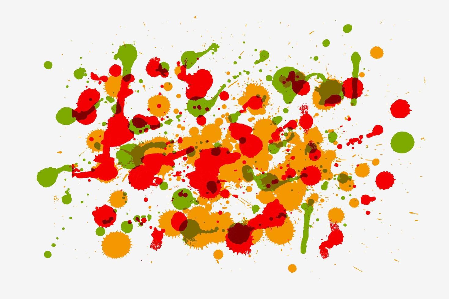 various splashes of red, orange and green paint vector