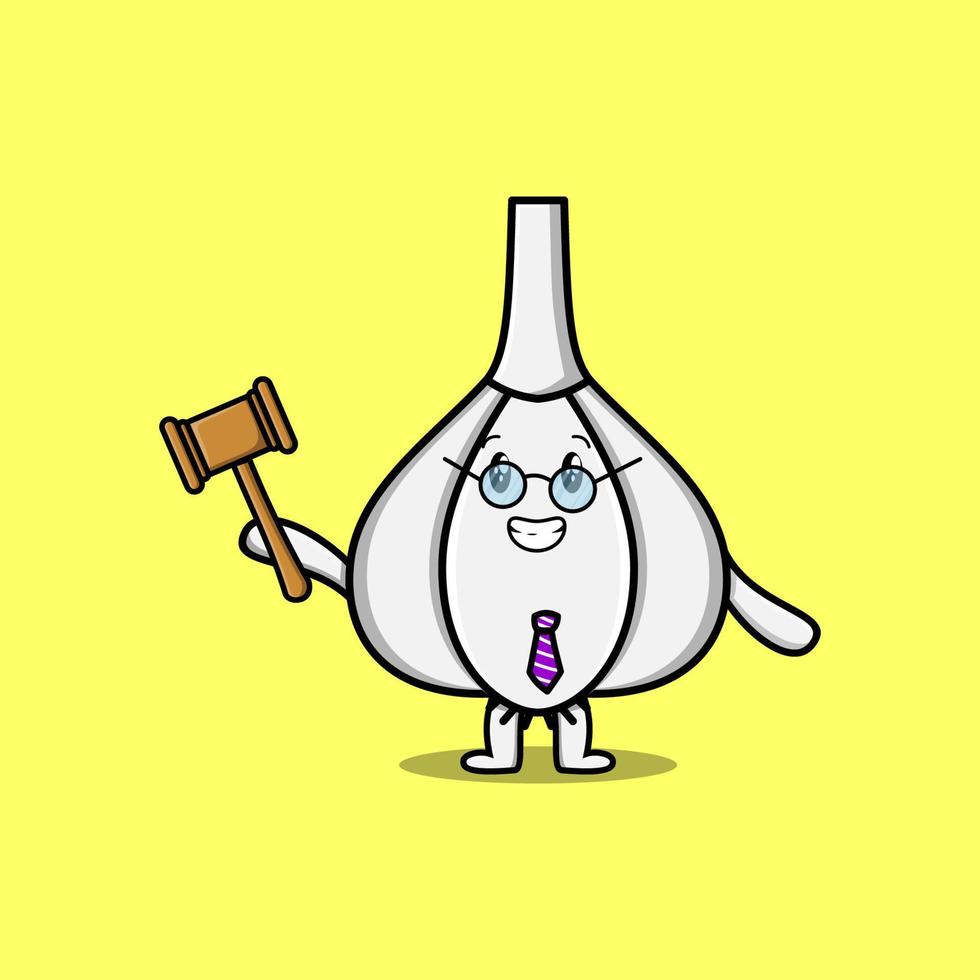 Cute cartoon mascot character wise judge Garlic vector