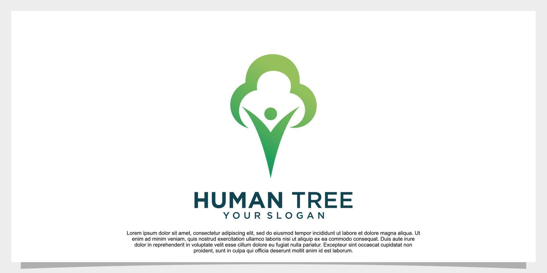 diseño de logotipo de árbol humano concepto único vector premium parte 1