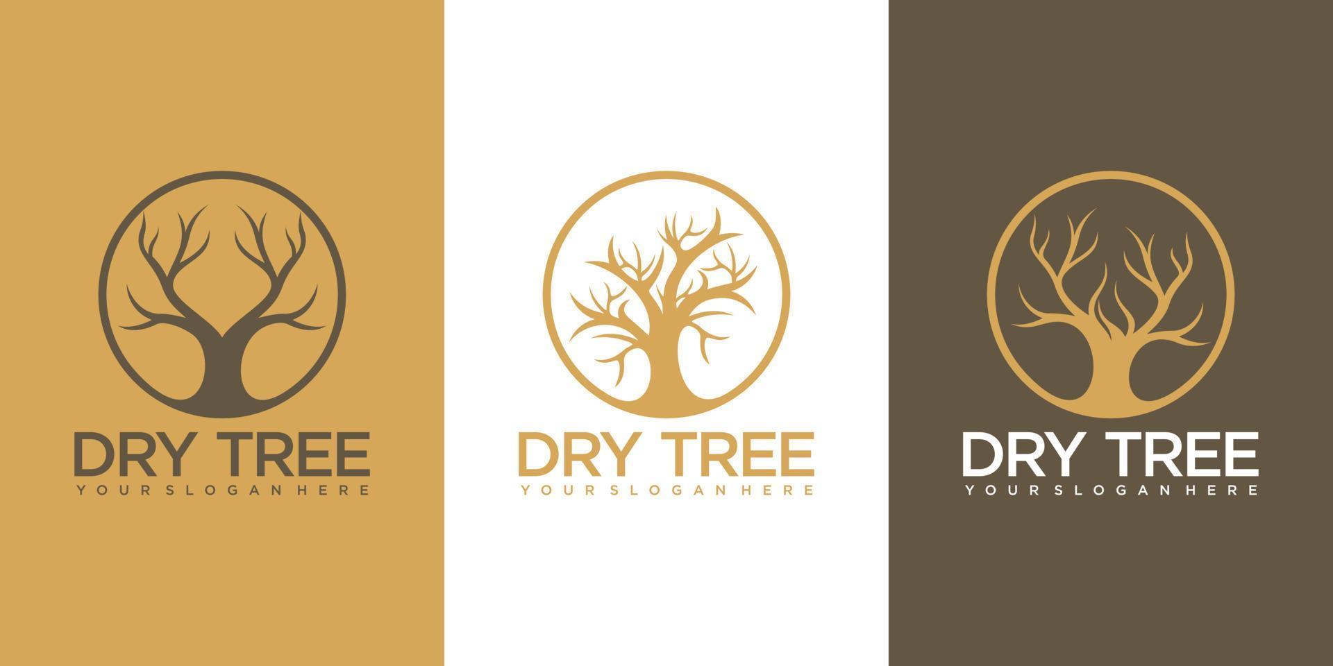 vector premium único de diseño de logotipo de árbol seco