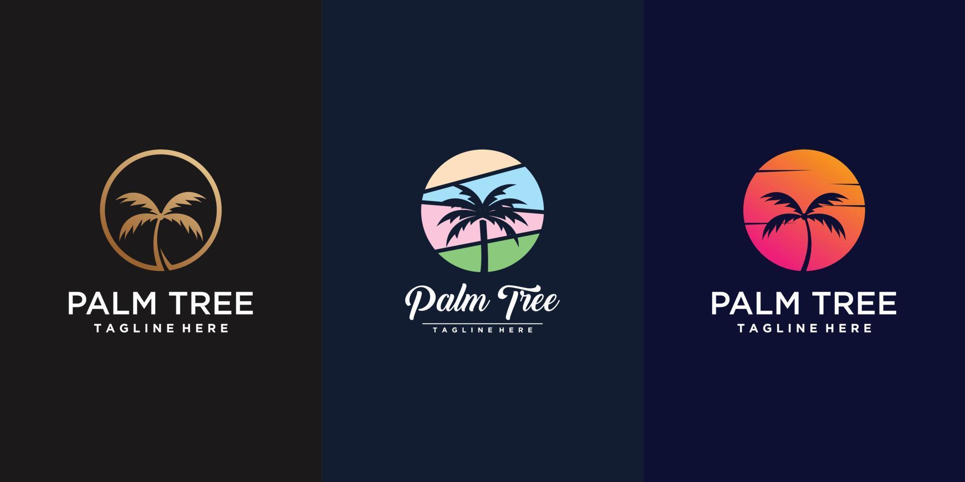 vector premium de diseño de logotipo de icono de palmera creativa