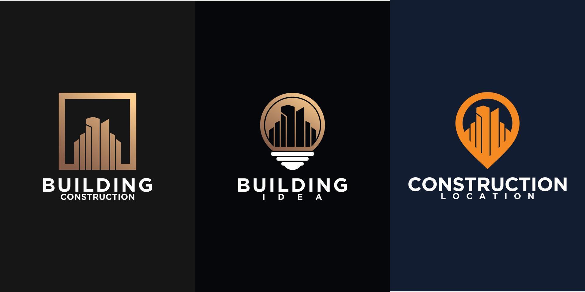 Set building logo design simple concept Premium Vector