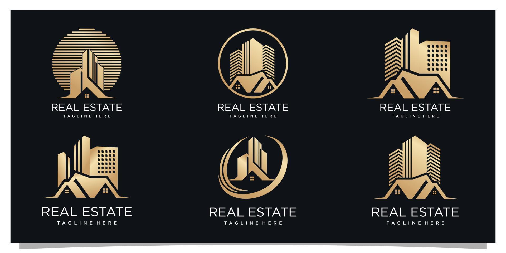 Set real estate logo design unique concept Premium Vector