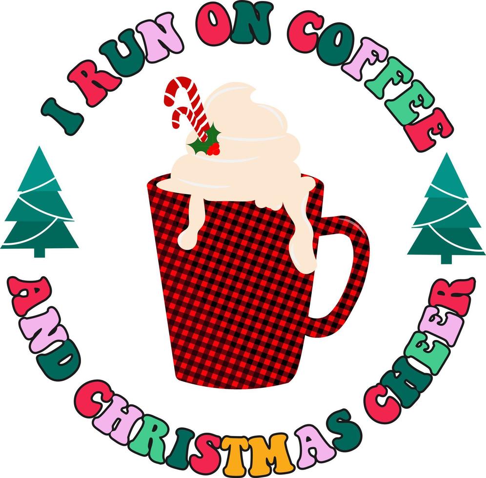 corro con café y alegría navideña vector