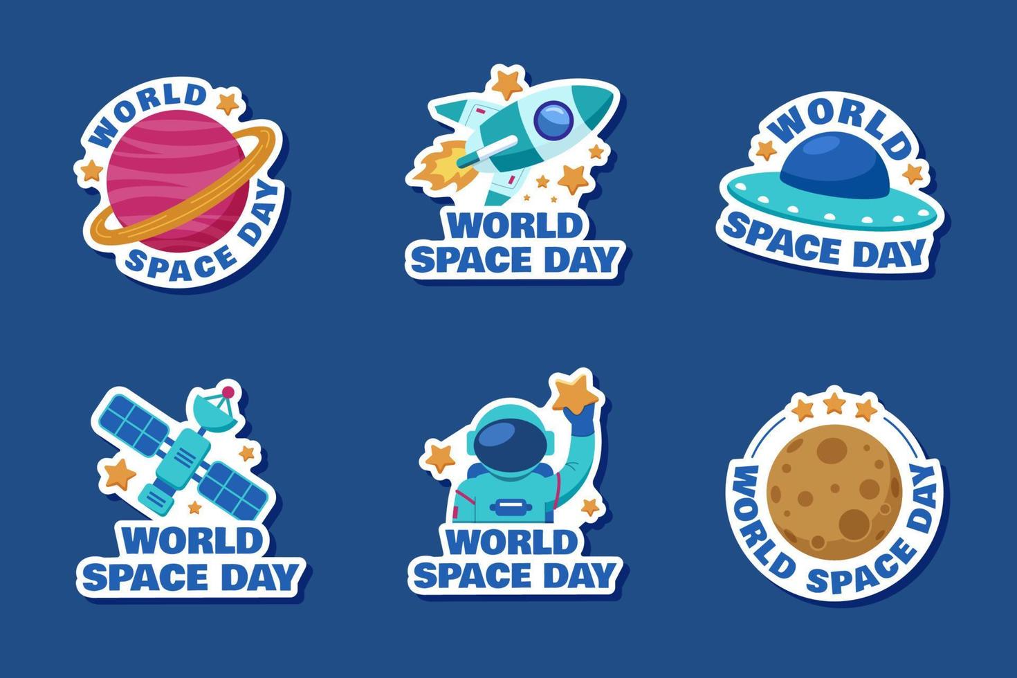 World Space Day Sticker Set vector