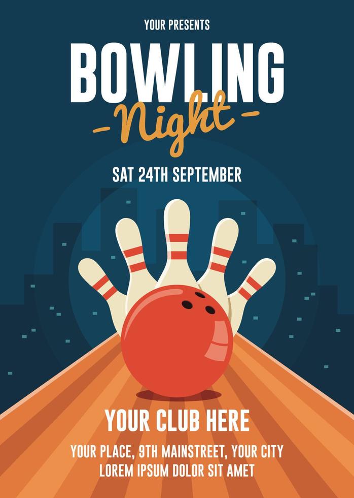 Bowling Night Flyer Template vector