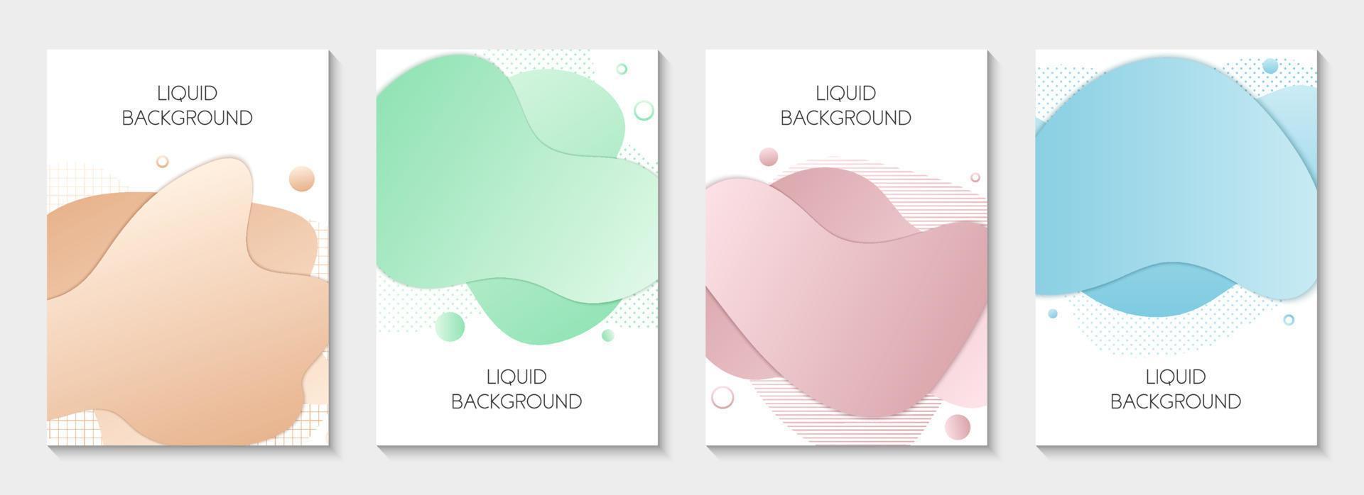 Set of 4 abstract modern graphic liquid banners. Dynamical waves different colored fluid forms. Isolated templates with flowing liquid gradient shapes. For the special offer, flyer or presentation. vector