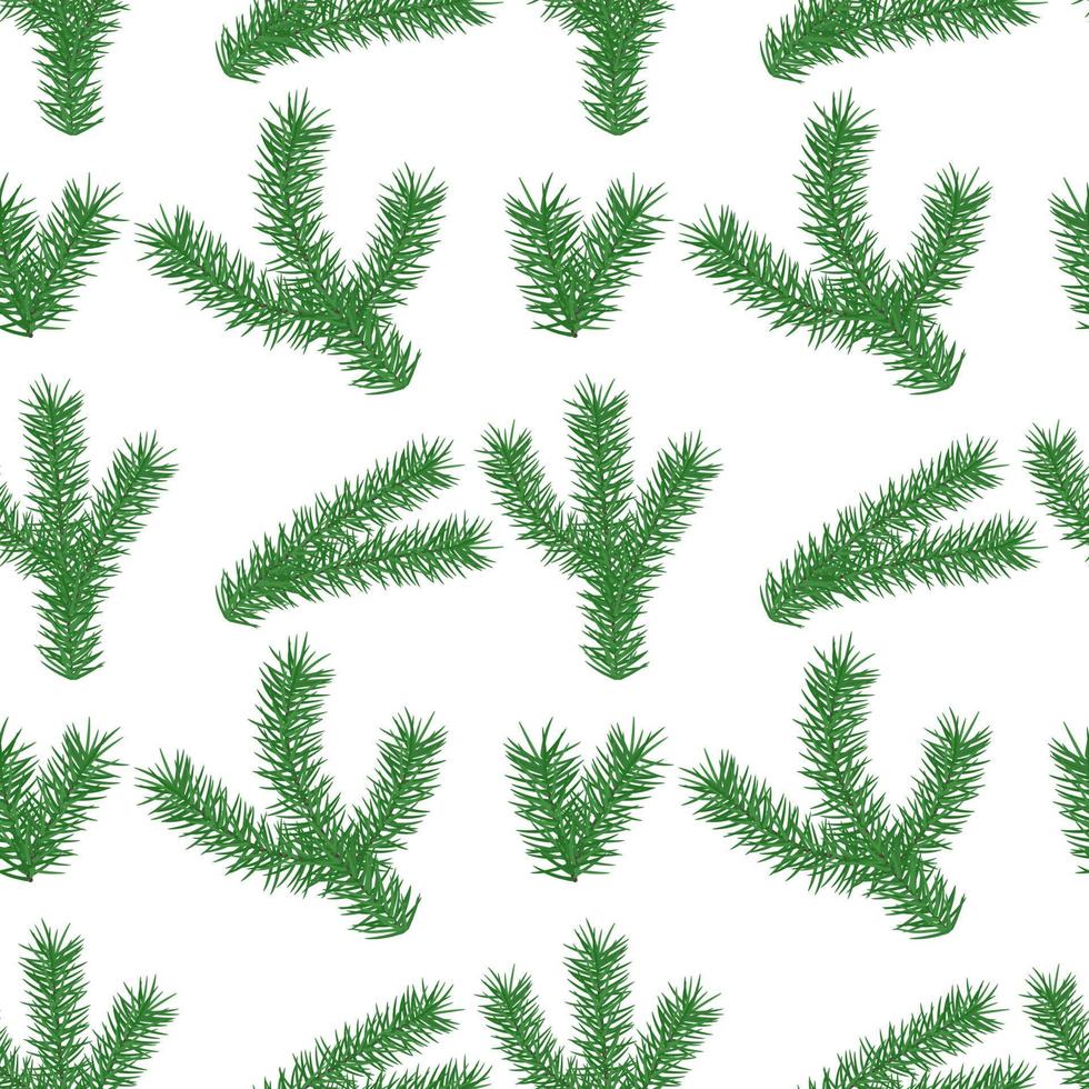 Seamless winter pattern with christmas tree branches on white background. Repeatable background. Endless new year print. vector