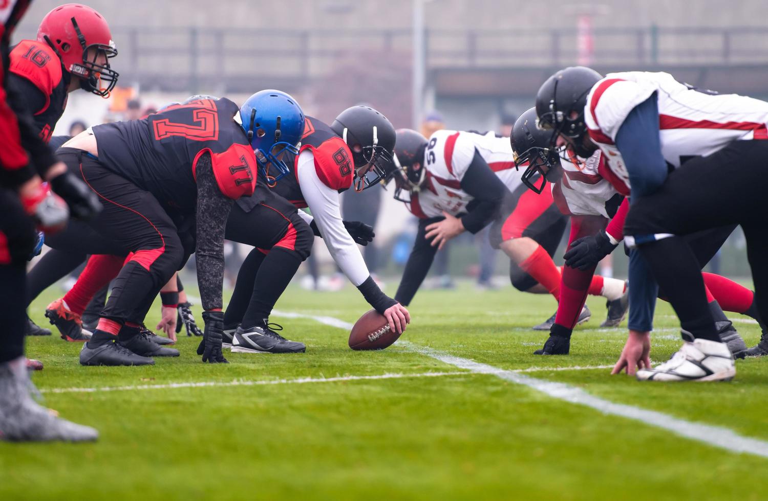 professional american football players ready to start photo