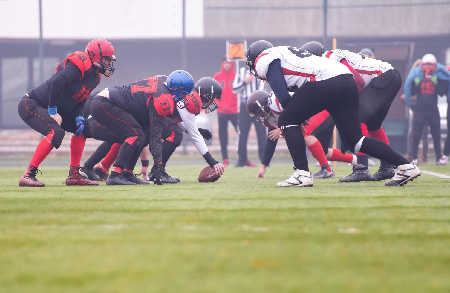 professional american football players ready to start photo