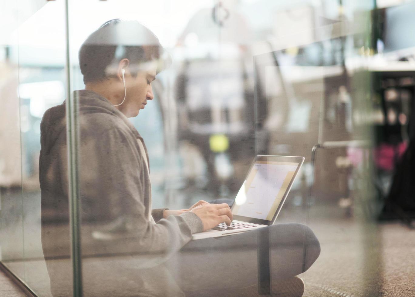 software developer working on the floor photo