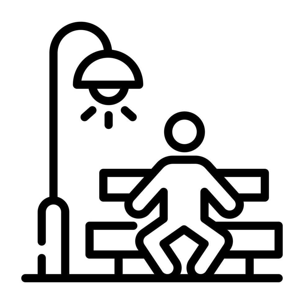 Man sitting in a park, line icon vector