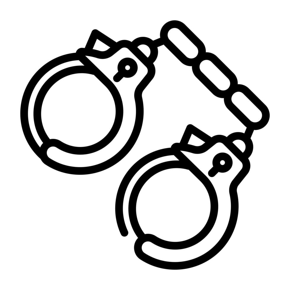 Handcuffs icon, a pair of lockable linked metal rings vector