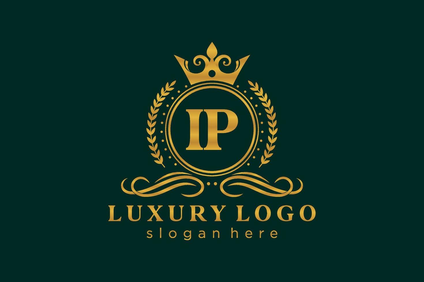 Initial IP Letter Royal Luxury Logo template in vector art for Restaurant, Royalty, Boutique, Cafe, Hotel, Heraldic, Jewelry, Fashion and other vector illustration.