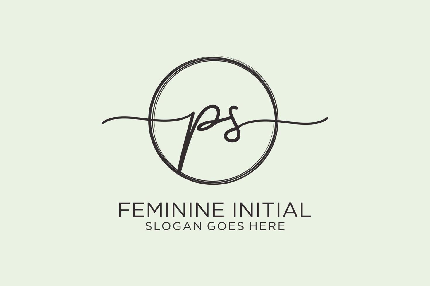 Initial PS handwriting logo with circle template vector logo of initial signature, wedding, fashion, floral and botanical with creative template.