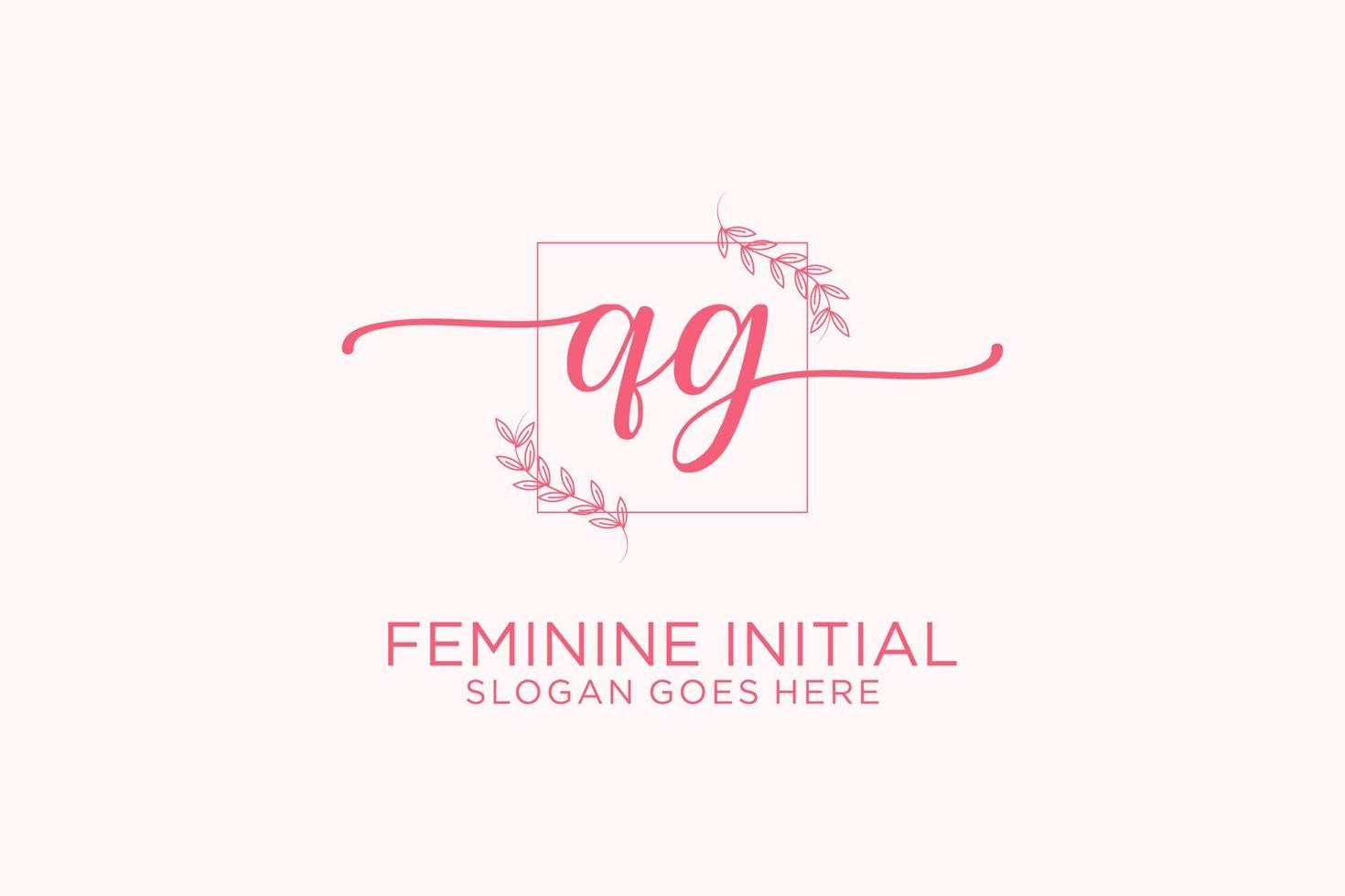 Initial QG beauty monogram and elegant logo design handwriting logo of initial signature, wedding, fashion, floral and botanical with creative template. vector