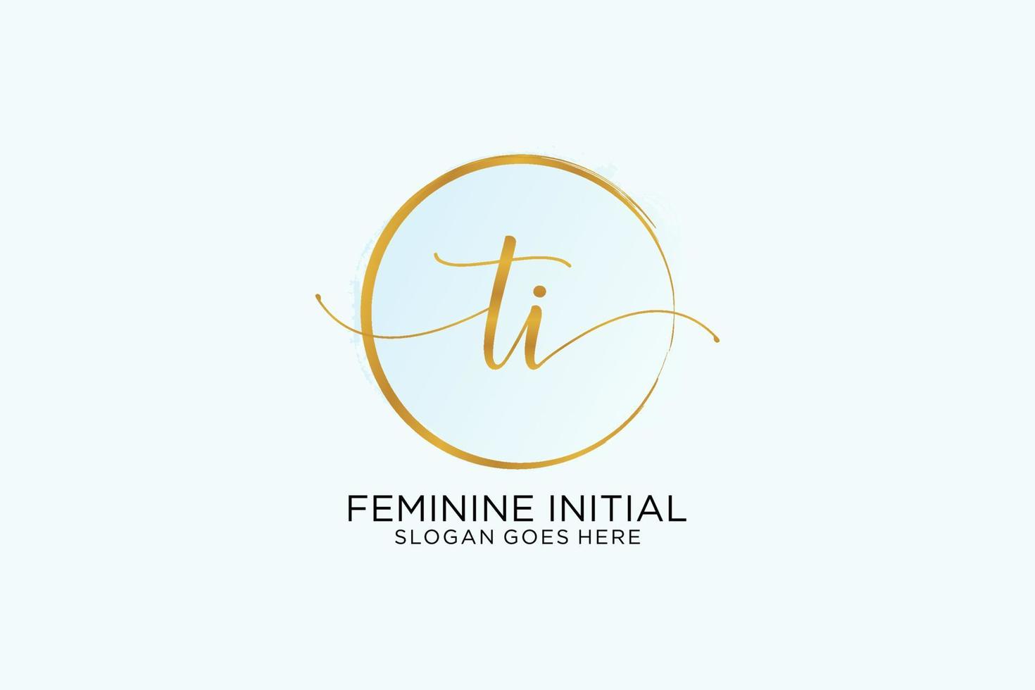 Initial TI handwriting logo with circle template vector signature, wedding, fashion, floral and botanical with creative template.
