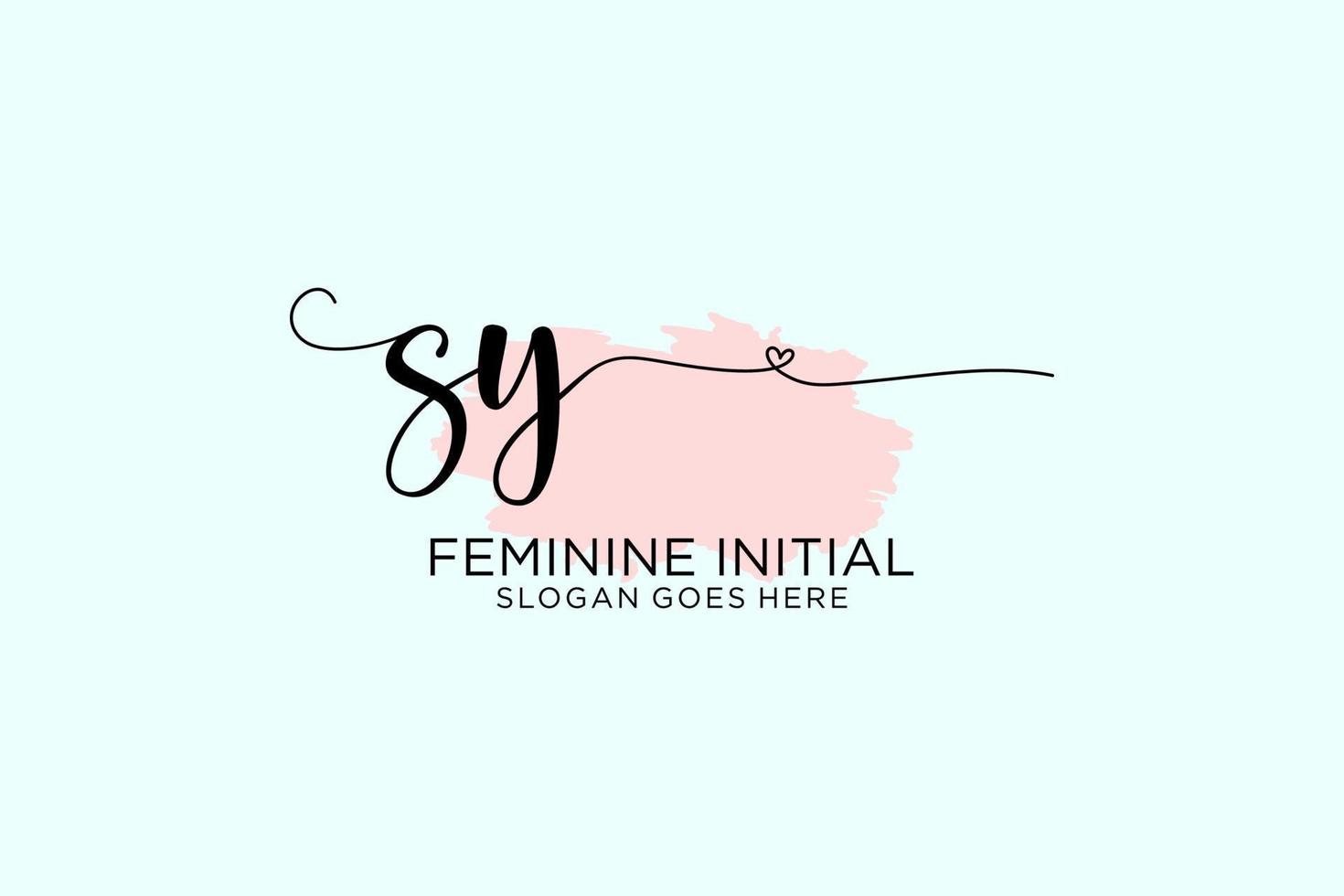 Initial SY beauty monogram and elegant logo design handwriting logo of initial signature, wedding, fashion, floral and botanical with creative template. vector