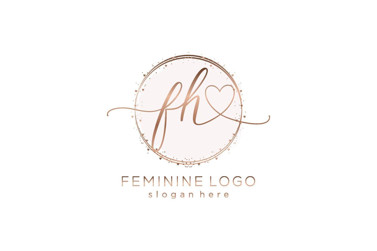 Initial FH handwriting logo with circle template vector logo of initial wedding, fashion, floral and botanical with creative template.