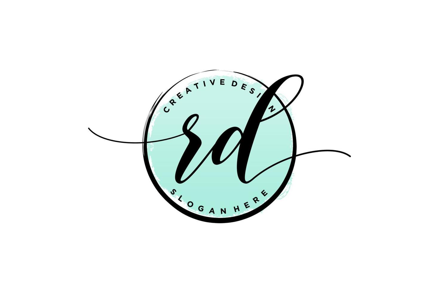 Initial RD handwriting logo with circle template vector signature, wedding, fashion, floral and botanical with creative template.