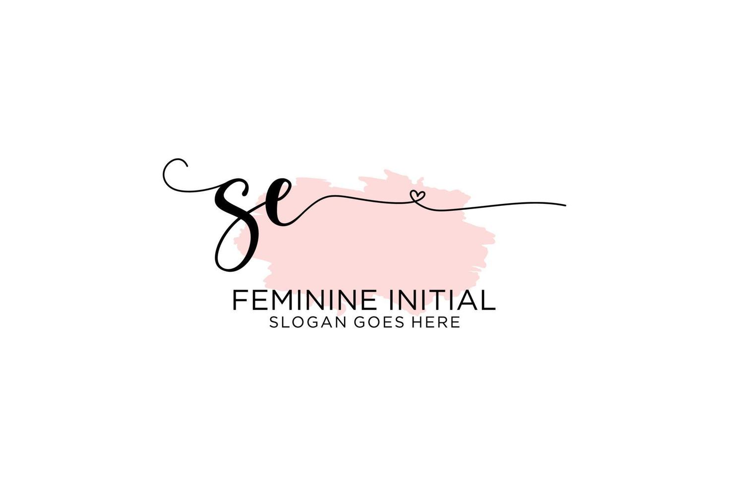 Initial SE beauty monogram and elegant logo design handwriting logo of initial signature, wedding, fashion, floral and botanical with creative template. vector