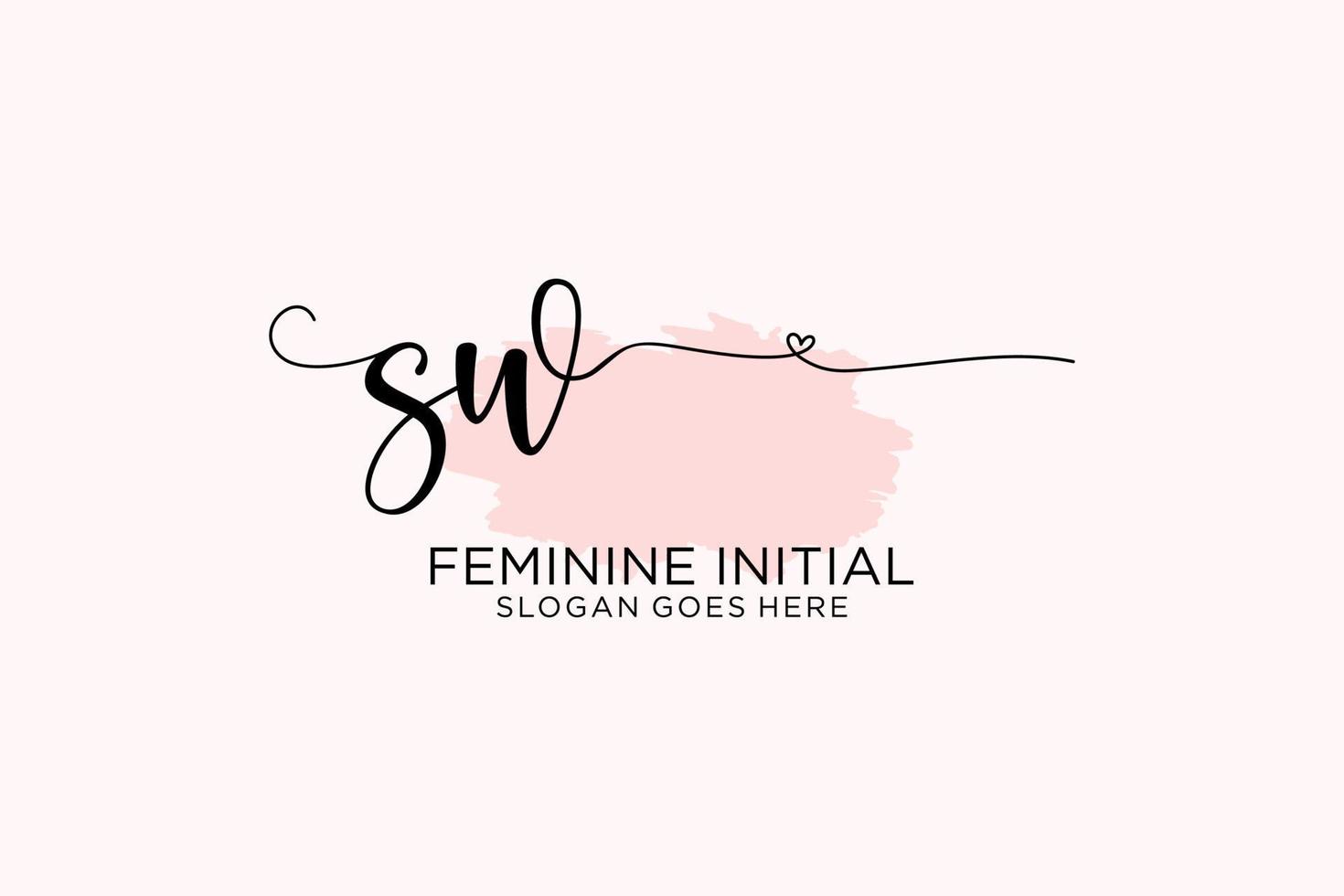 Initial SW beauty monogram and elegant logo design handwriting logo of initial signature, wedding, fashion, floral and botanical with creative template. vector