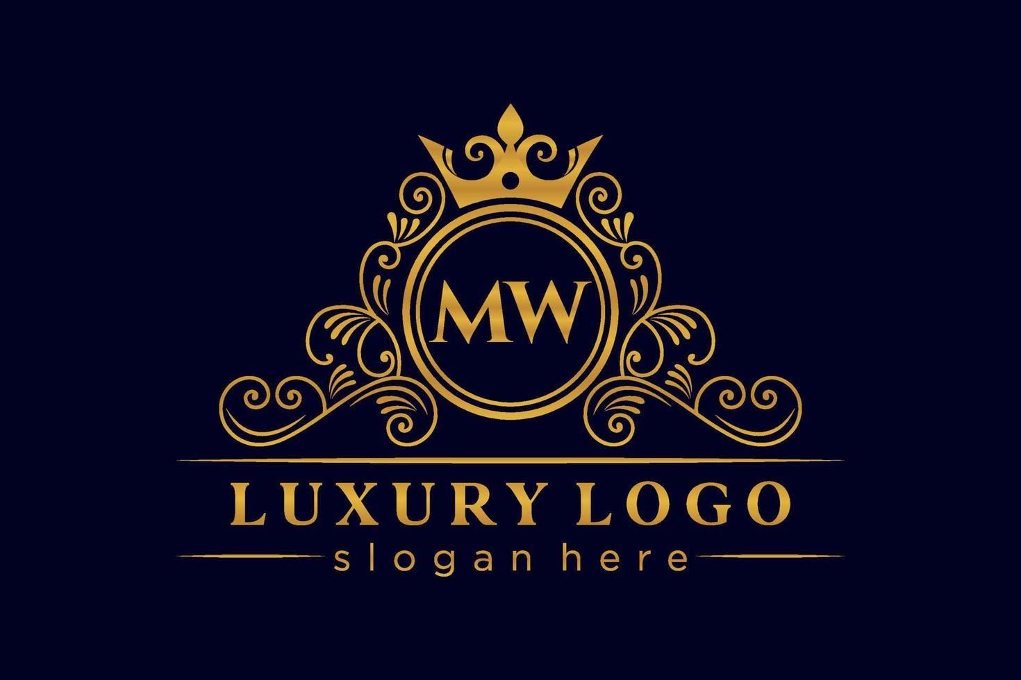 mw letra inicial oro caligráfico femenino floral dibujado a mano monograma heráldico antiguo estilo vintage diseño de logotipo de lujo vector premium