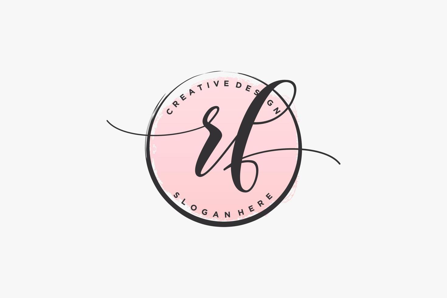Initial RF handwriting logo with circle template vector signature, wedding, fashion, floral and botanical with creative template.