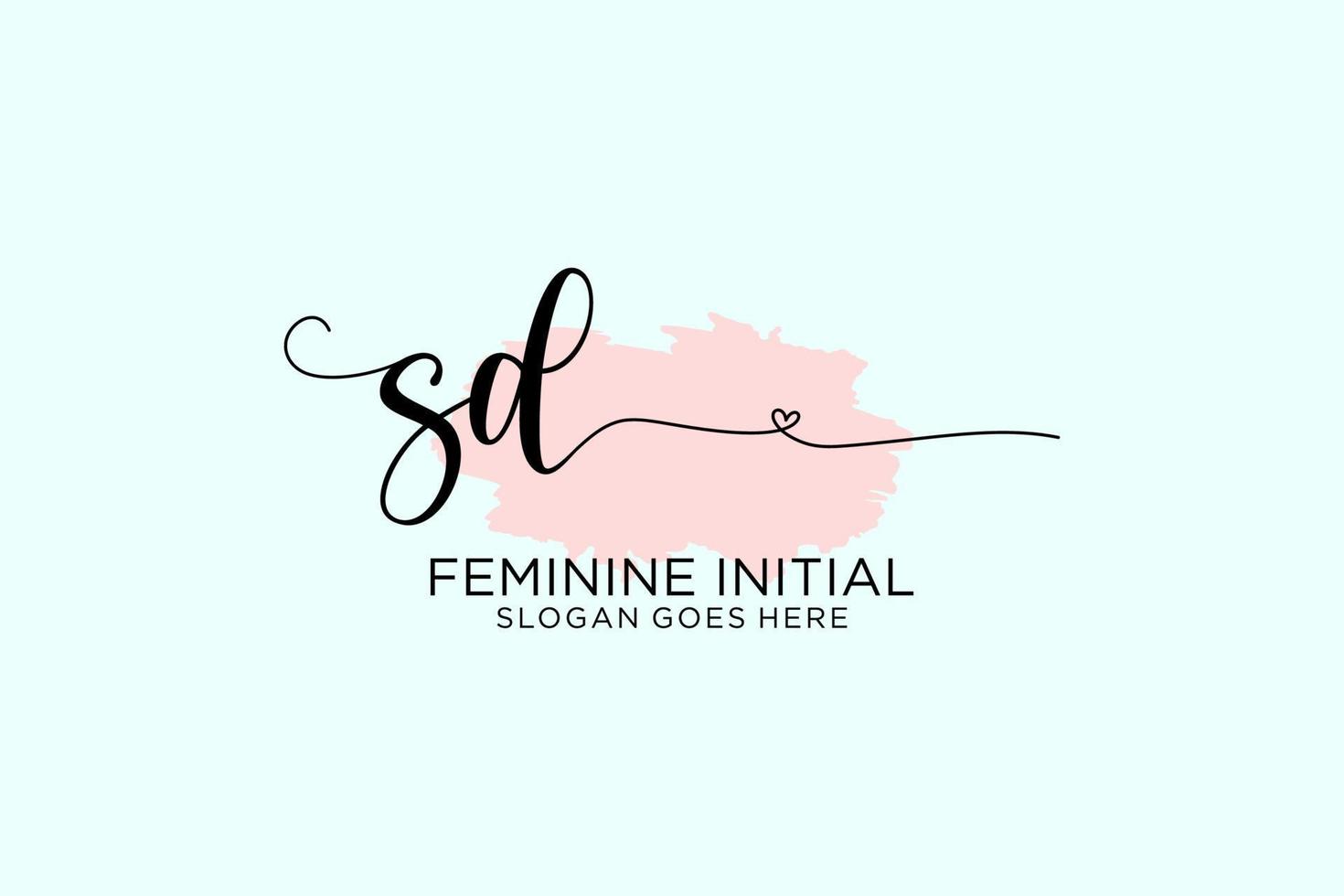 Initial SD beauty monogram and elegant logo design handwriting logo of initial signature, wedding, fashion, floral and botanical with creative template. vector