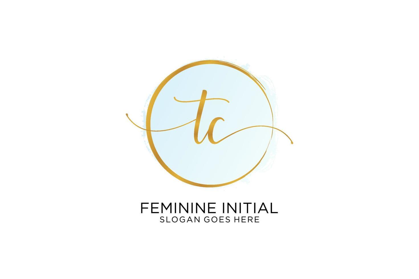 Initial TC handwriting logo with circle template vector signature, wedding, fashion, floral and botanical with creative template.